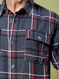 The Indian Garage Co Boxy Windowpane Checks Opaque Twill Cotton Casual Shirt