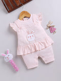 Moms Love Infant Girls Cotton Rompers with Applique Detail