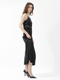 RAREISM Shoulder Straps Lace Inserts Fit & Flare Midi Dress