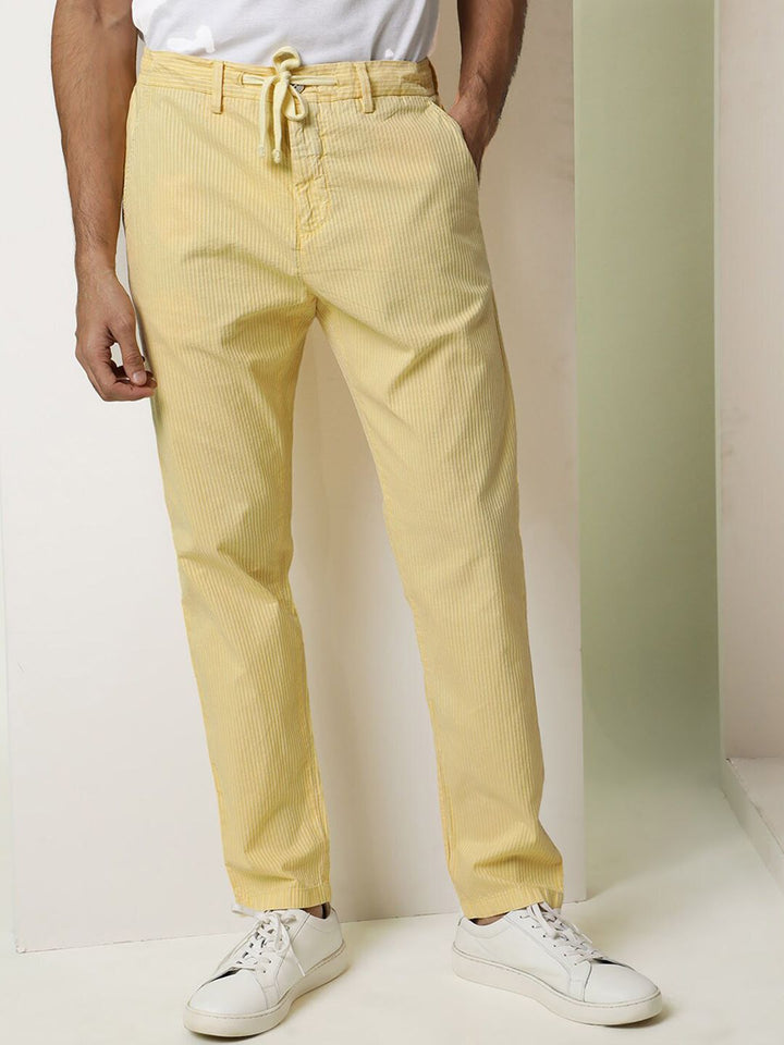 RARE RABBIT Men Monter Drawstring Slim Fit Pure Cotton Trouser