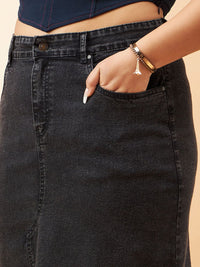 SASSAFRAS Curve Plus Size Midi A-Line Skirt