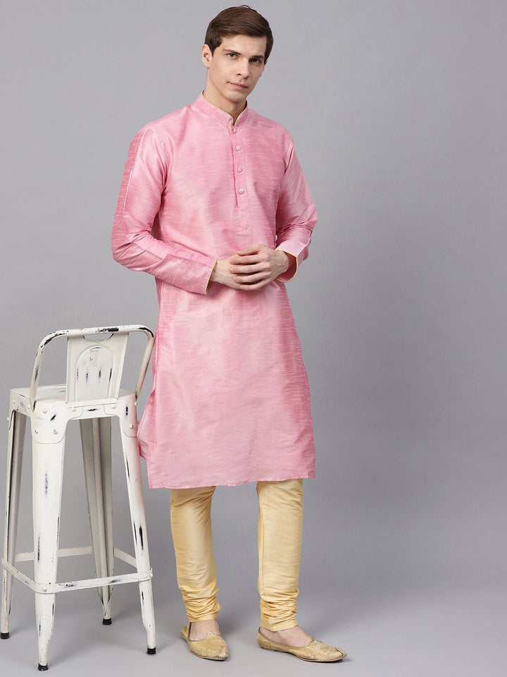 SOJANYA Men Pink Solid Kurta Lurus