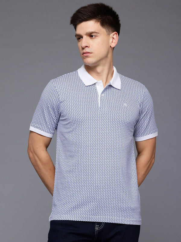 Raymond Geometric Print Polo Collar Pure Cotton Modern Fit T-shirt