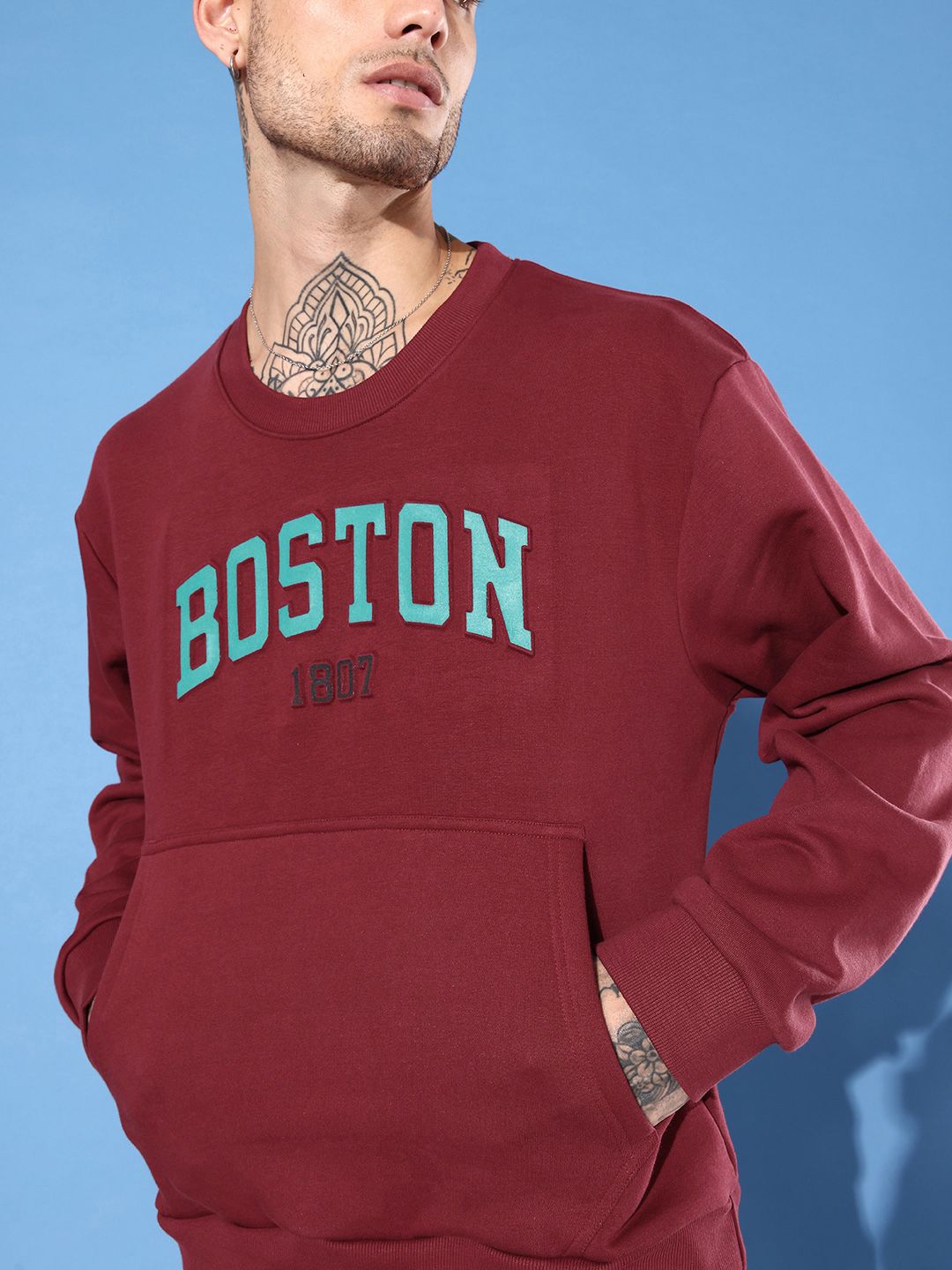 DILLINGER Men Typography Printed Oversized Sweatshirt