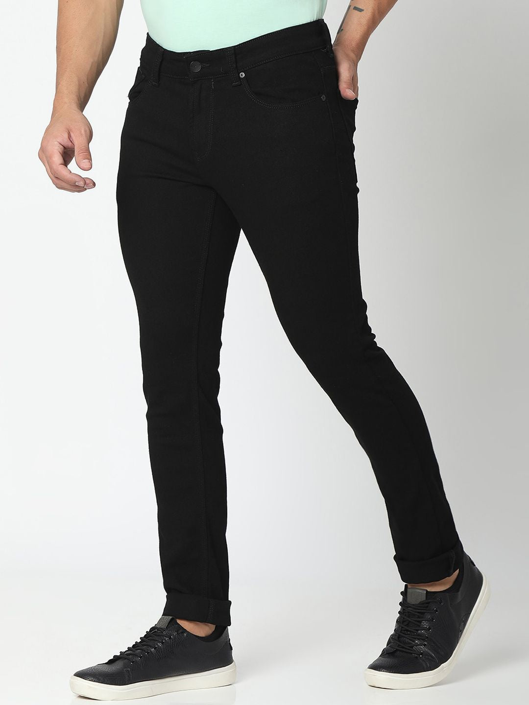 SPYKAR Men Black Slim Fit Low-Rise Highly Distressed Jeans