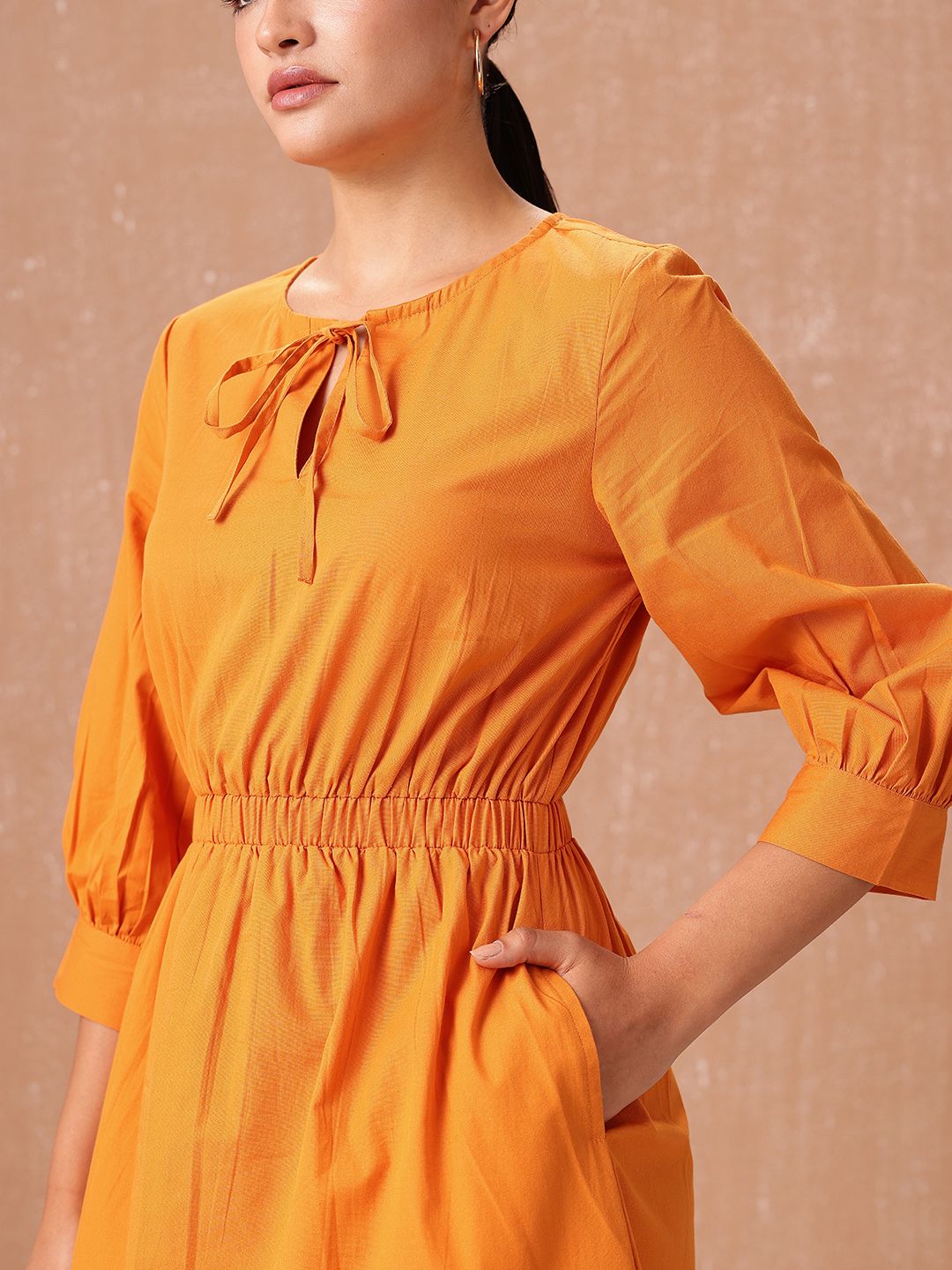 all about you A-Line Cinched Waist Pure Cotton Midi Dress