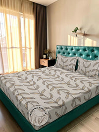 Moda Rapido X KLOTTHE Beige & Brown Floral 300 TC Cadar Katil King dengan 2 Sarung Bantal