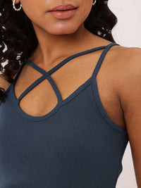 DressBerry Sleek Touch Criss-Cross Straps Cami Style Fitted Top