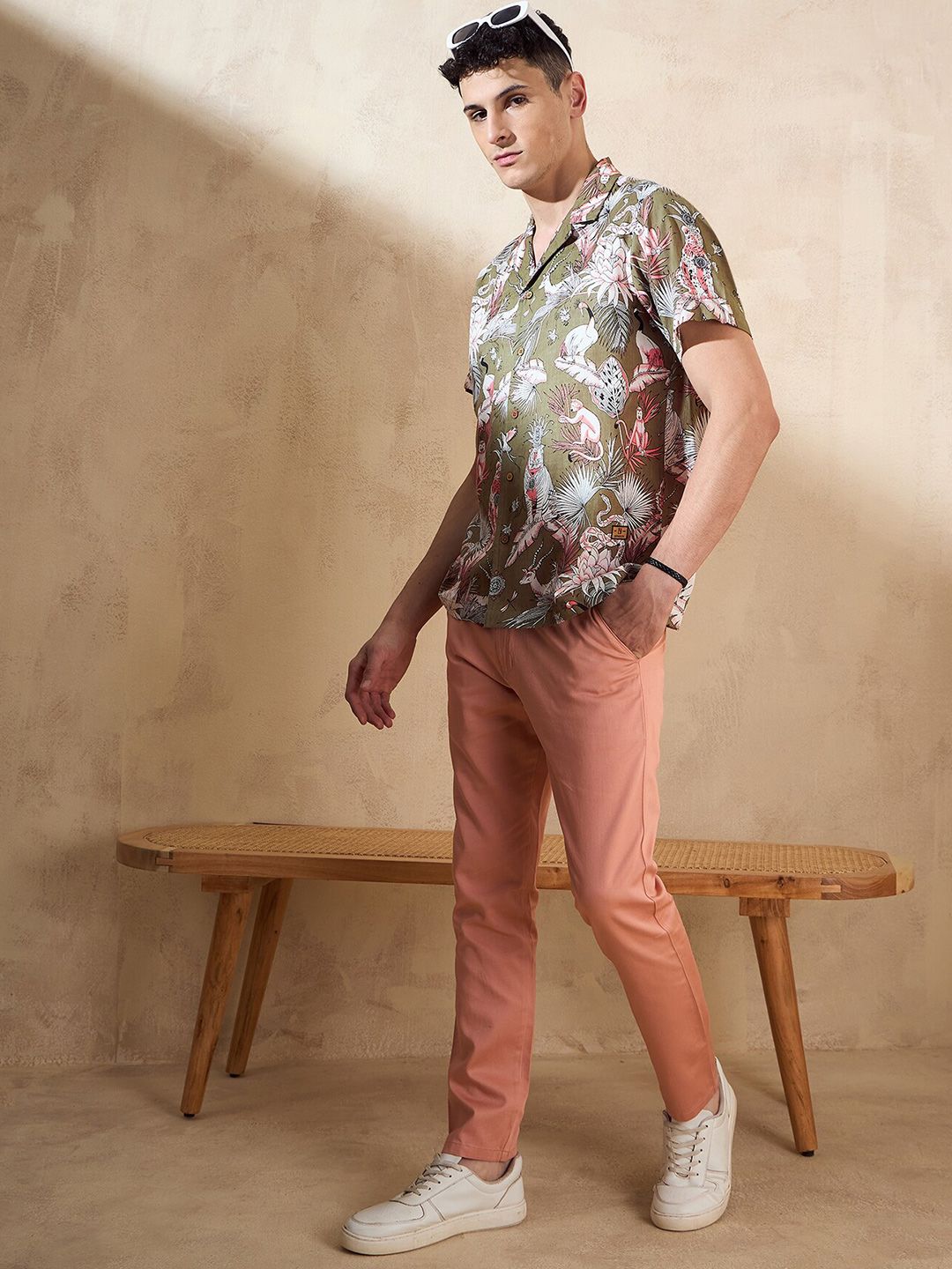 DENNISON Pure Cotton Tropical Printed Oversized Casual Shirt