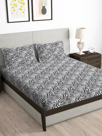 Story@home Black & White 180 TC Queen Bedsheet with 2 Pillow Covers