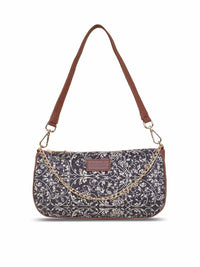 ZOUK Ethnic Motifs Printed Structured Baguette Bag Handbags