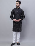 SOJANYA Leheriya Embroidered Pure Cotton Kurta with Pyjamas & Narhu Jacket