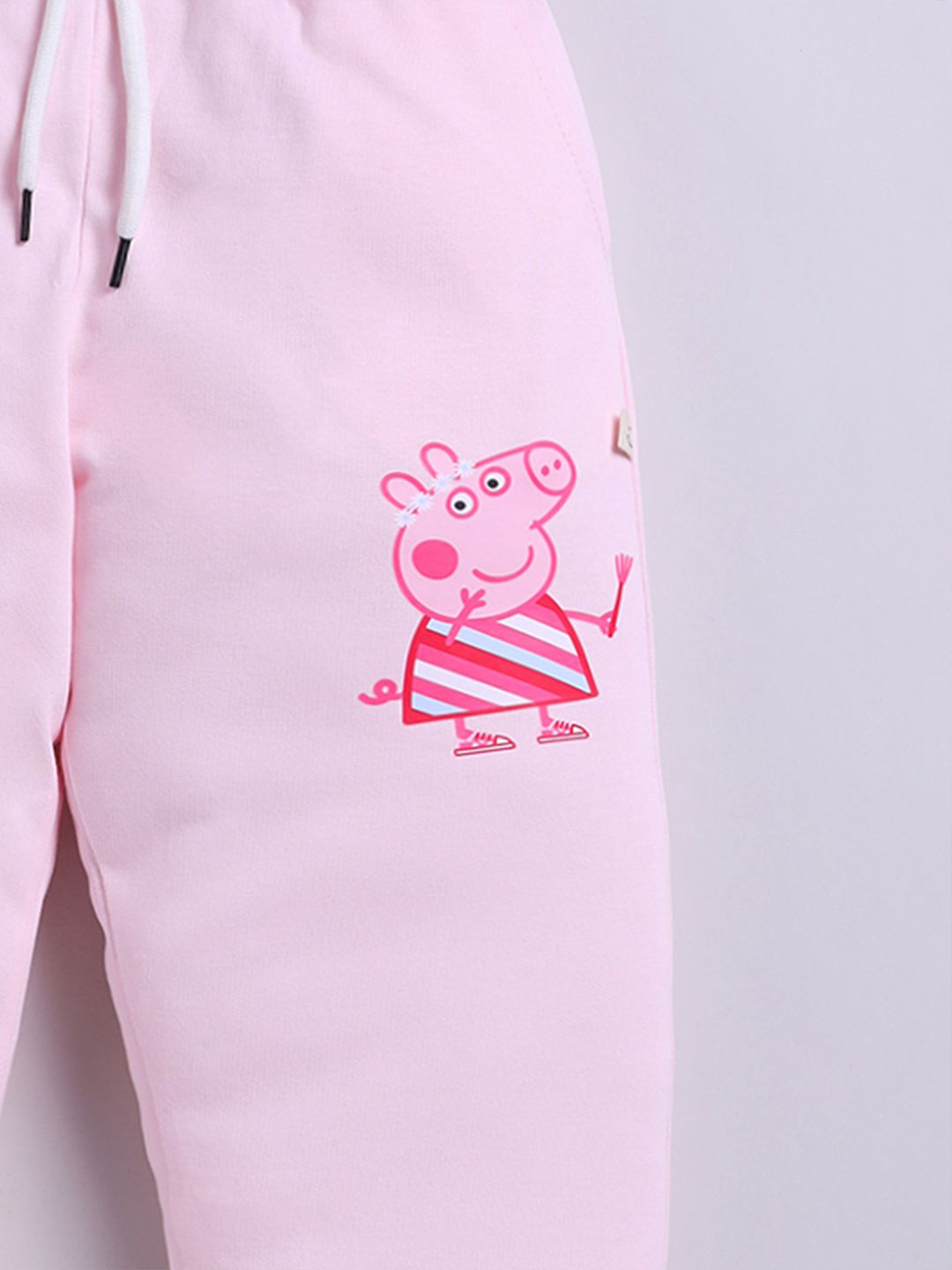 Happy Faces Girls Peppa Babi Bercetak Joggers Kapas Tulen