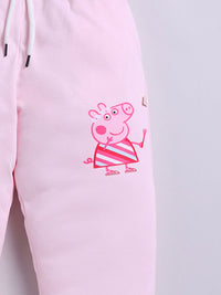 Happy Faces Girls Peppa Babi Bercetak Joggers Kapas Tulen