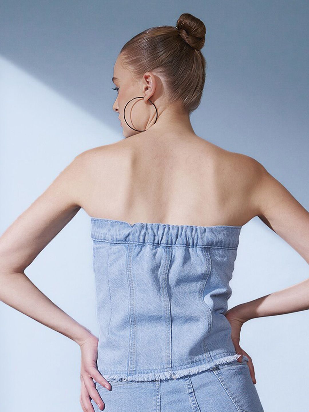 STREET 9 Cotton Denim Corset  Top