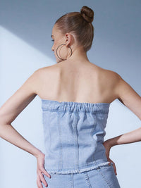 STREET 9 Cotton Denim Corset  Top
