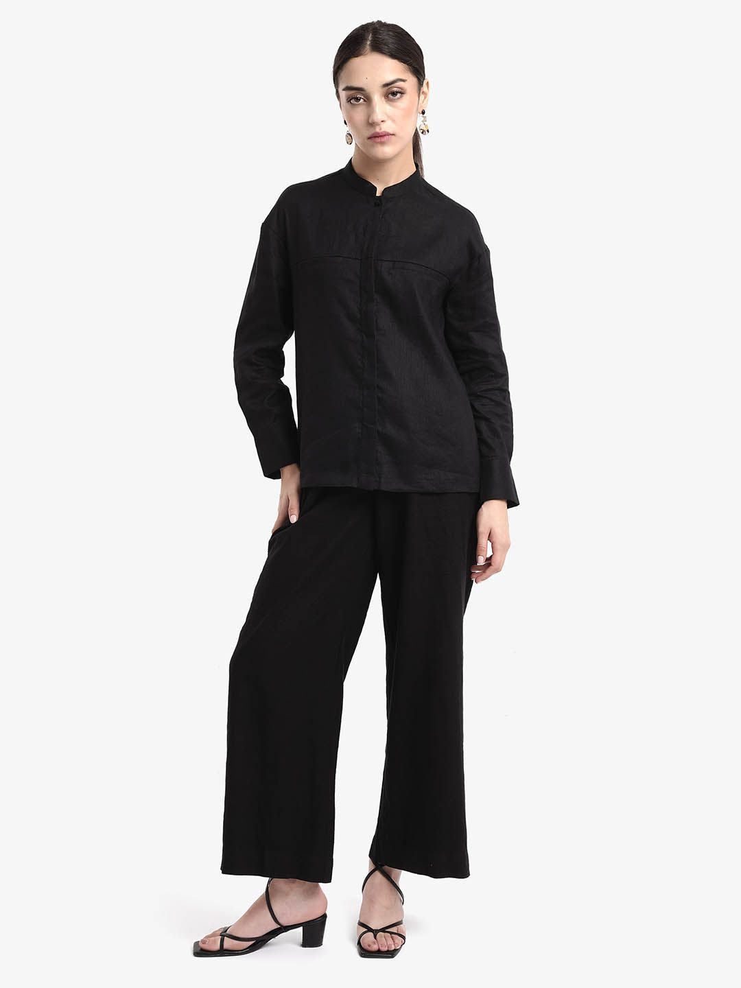 RAREISM Women Graphic Printed Mandarin Collar Casual Shirt