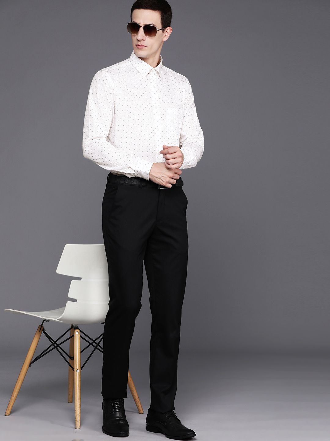 Raymond Men Printed Organic Cotton Slim Fit Opaque Formal Shirt