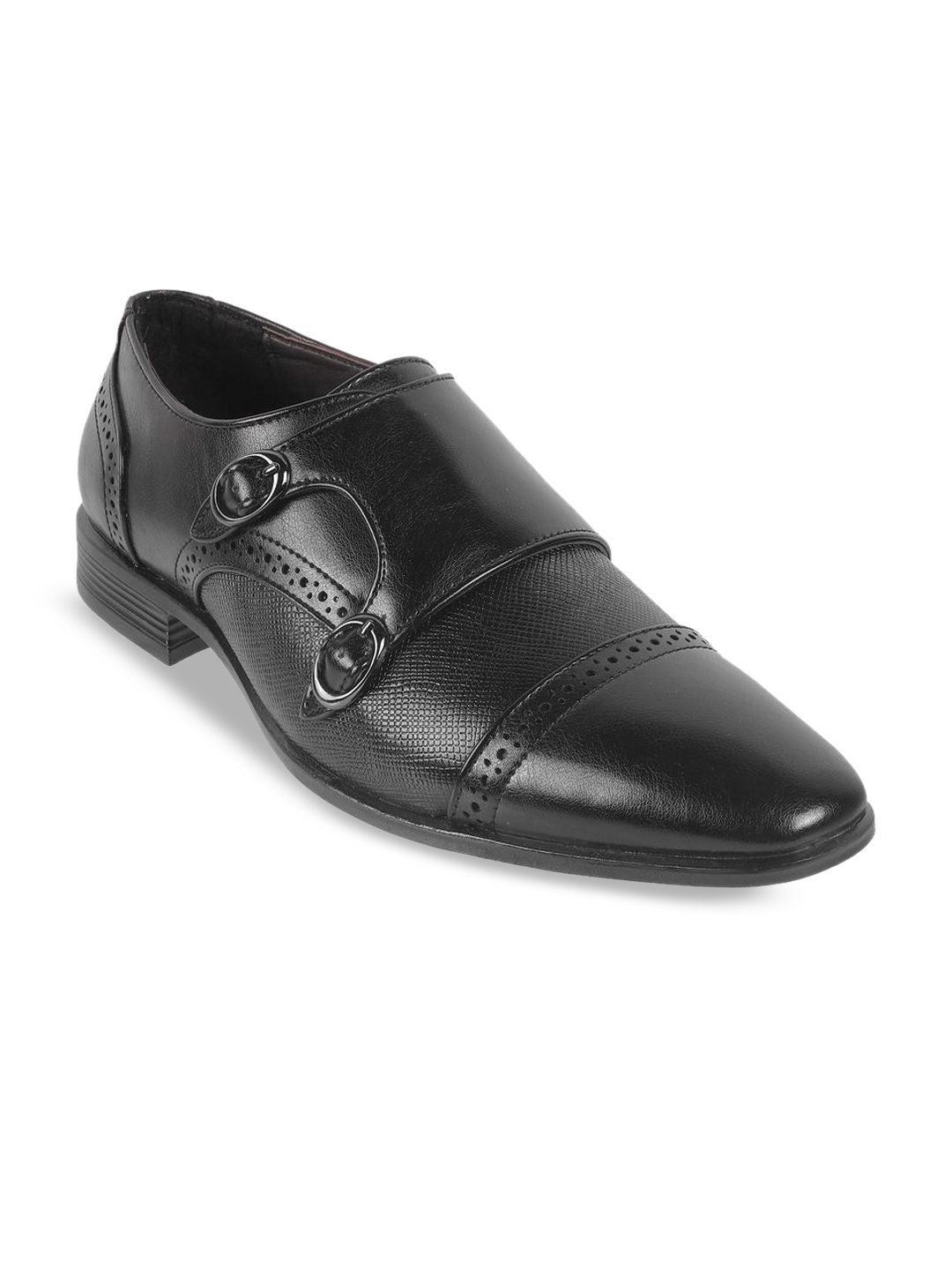 Metro Men Textured Synthetic Formal Monk Shoe