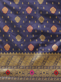 Saree mall Navy Blue & Golden Woven Design Banarasi Saree