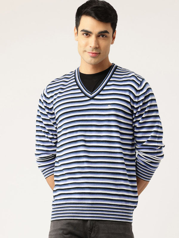 Monte Carlo Striped V-Neck Casual Pullover