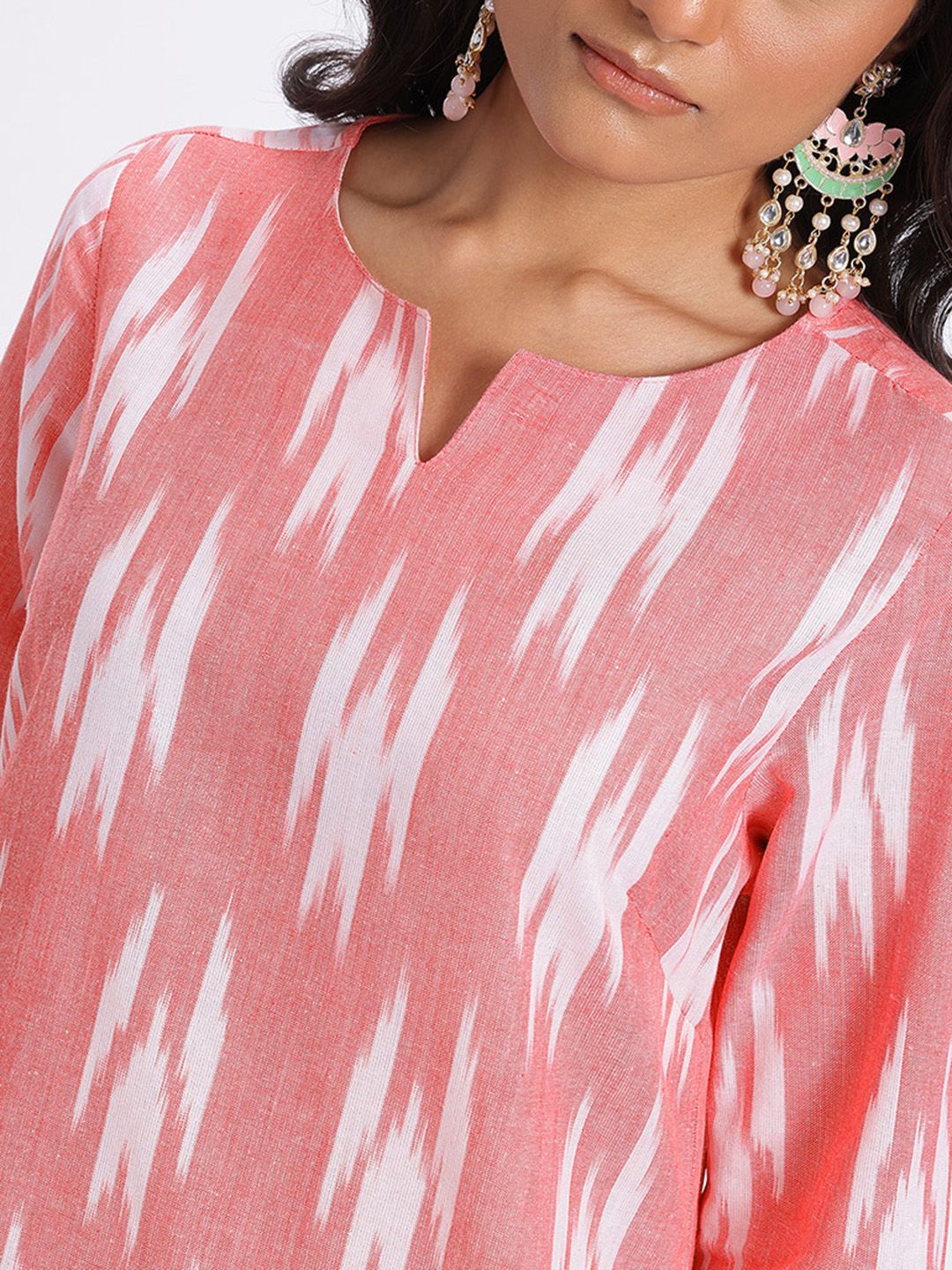 Anouk Ikat Print Regular Pure Cotton Kurta with Trousers & Dupatta