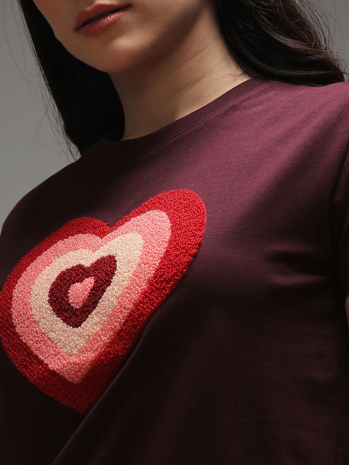 DILLINGER Women Regular Fit Crew Neck Puff Print Tshirt