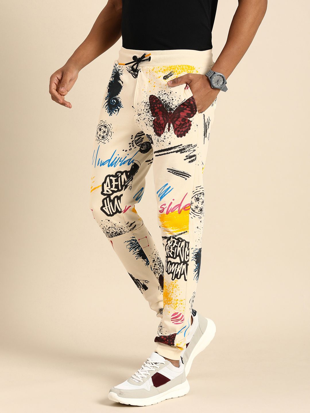 Being Human Men Graphic Printed Mid Rise Joggers