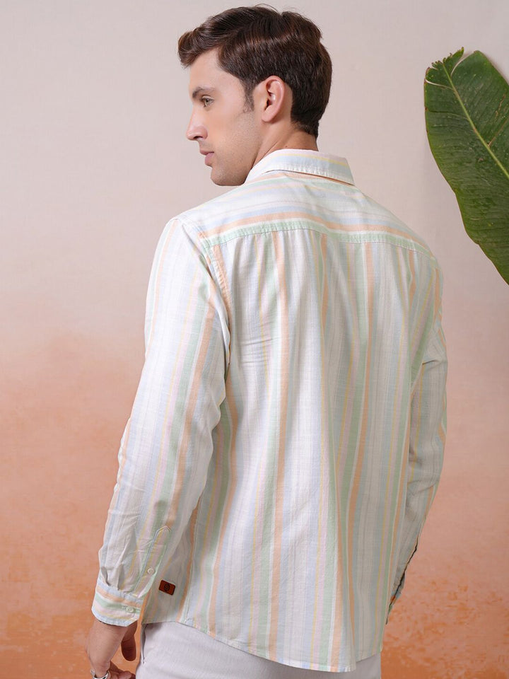 "Locomotive Premium Men Striped Relaxed   Shirt"