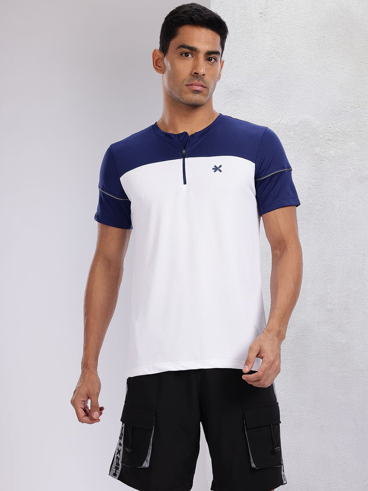 HRX by Hrithik Roshan Rapid-Dry Colourblocked Henley Neck Running T-shirt