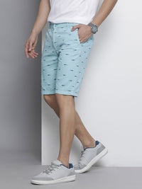 The Indian Garage Co Men Blue Printed Slim Fit Cotton Chino Shorts