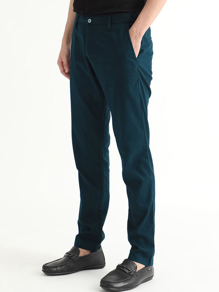 RARE RABBIT Cellular Mid Rise Cotton Slim Fit Trouser