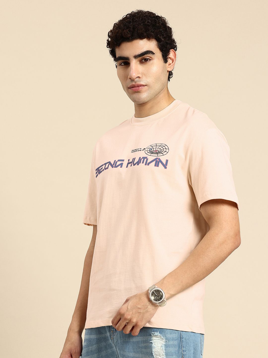 Being Human Graphic & Brand Logo Printed Pure Cotton Easy Fit T-shirt
