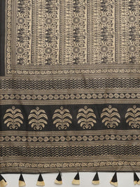 KALINI Black & Beige Silk Blend Printed Khadi Saree