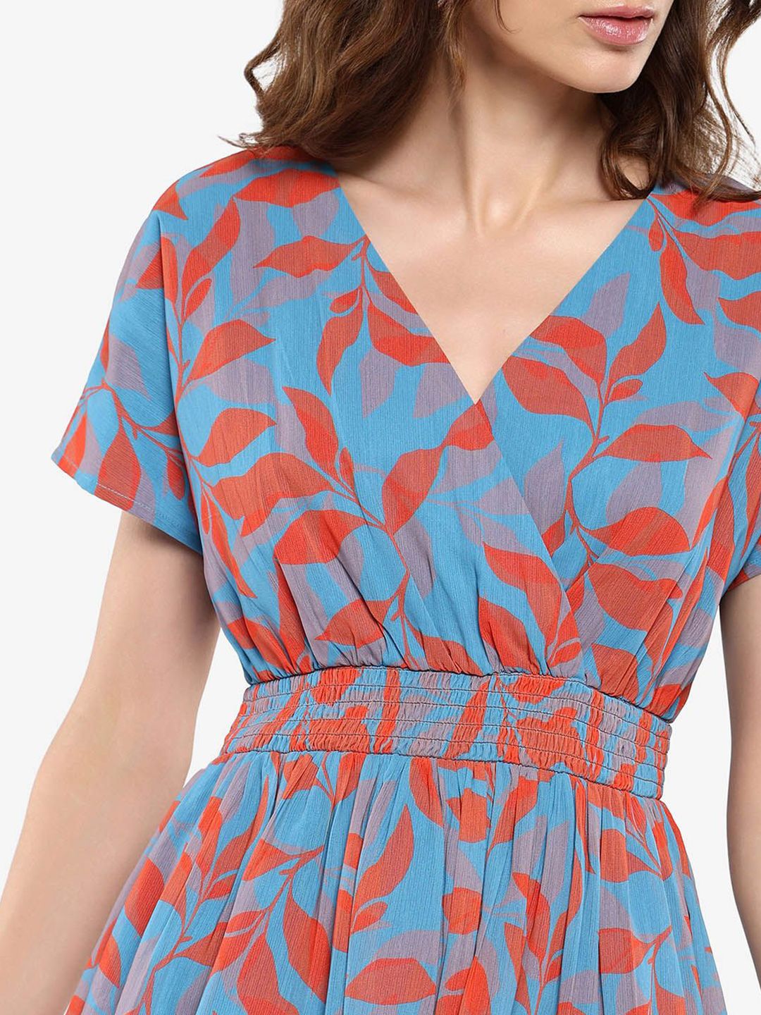 RAREISM Floral Printed V-Neck Fit & Flare Dress