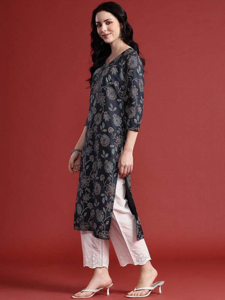 Anouk Floral Printed Straight Kurta