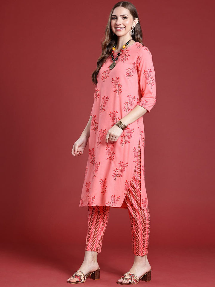 Anouk Women Floral Printed Sequinned Kurta With Trousers & Dupatta
