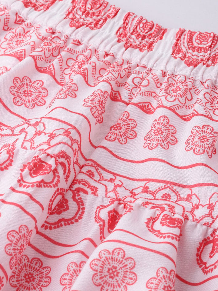 DressBerry Women Rooted In Tradition Printed High-Rise Gathers Relaxed Shorts