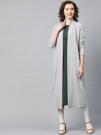 Sassafras Wanita Kelabu Kelabu Pepejal Longline Front Shrug