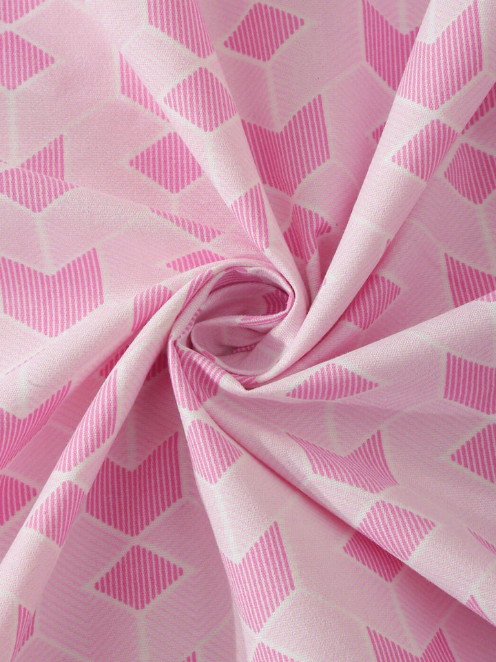 KLOTTHE Pink & White Printed 300 TC Single Bedsheet & 1 Pillow Cover