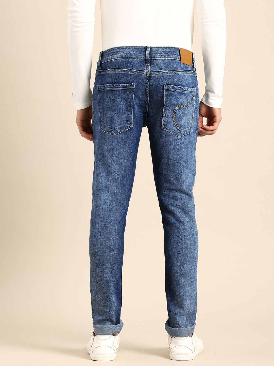 Being Human Men Skinny Fit Low Distress Heavy Fade Stretchable Jeans