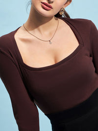 STREET 9 Square Neck Fitted Cotton Top
