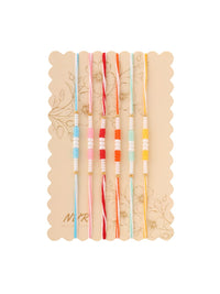 NVR Unisex Set of 6 Multicolor Pearls Thread Rakhi with Roli Chawal, Rakshabandhan Combo