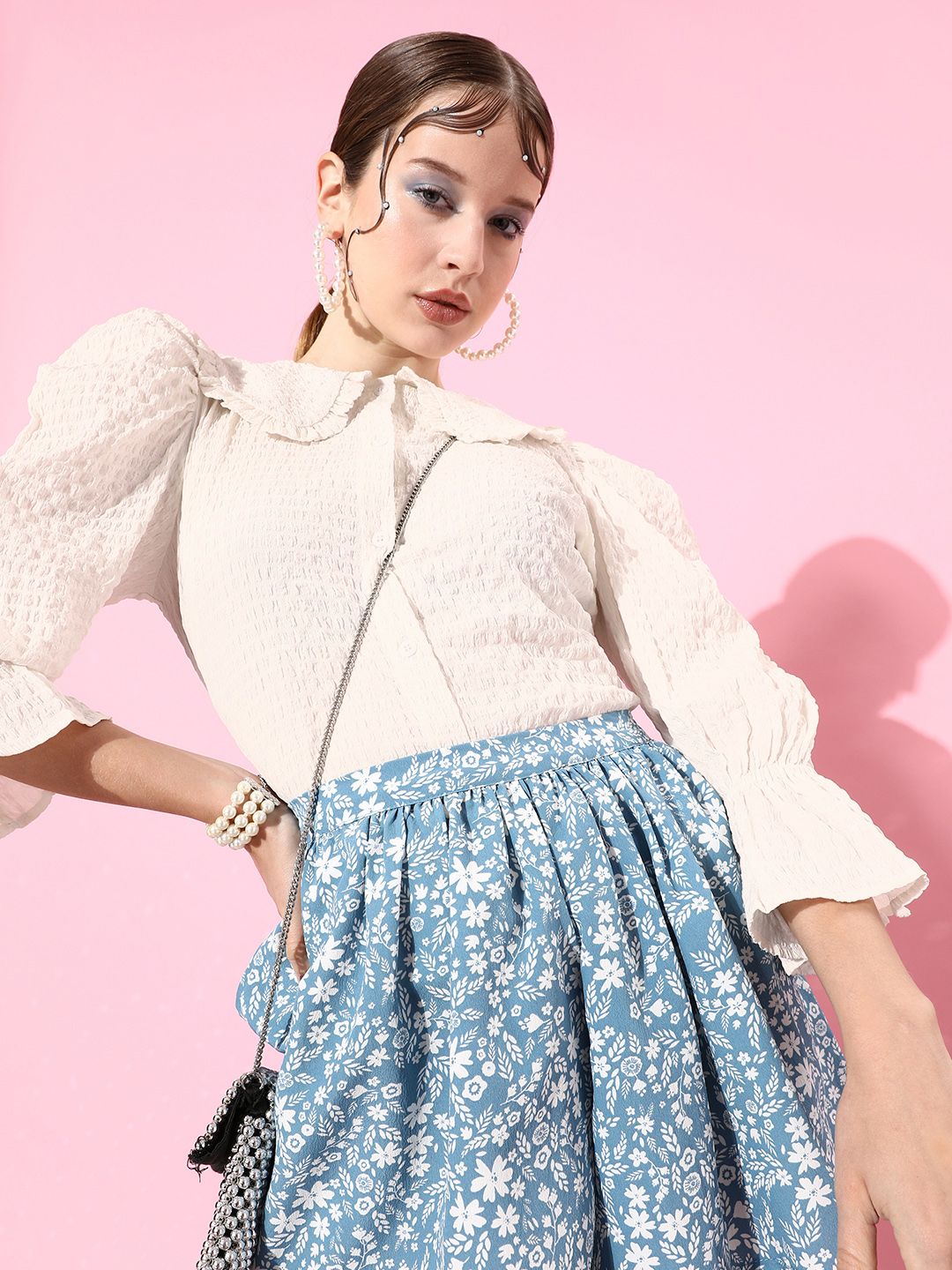 Athena White Solid Zoom Friendly Collar Top