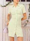 DressBerry Ruched Texture Knit Bodycon Mini Dress