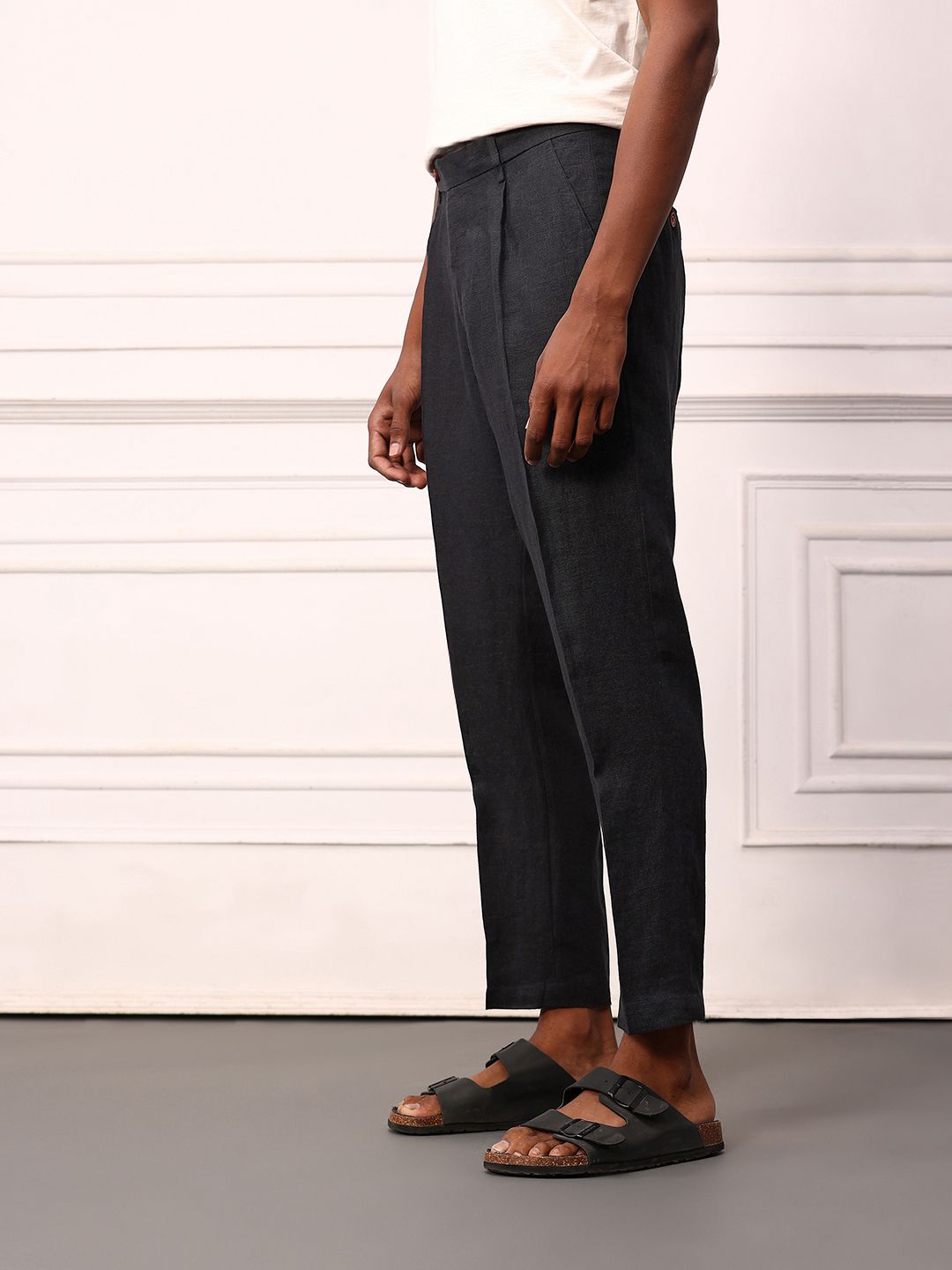 Mr Bowerbird Pure Linen Pleated Liberal fit Trousers With a Notepad