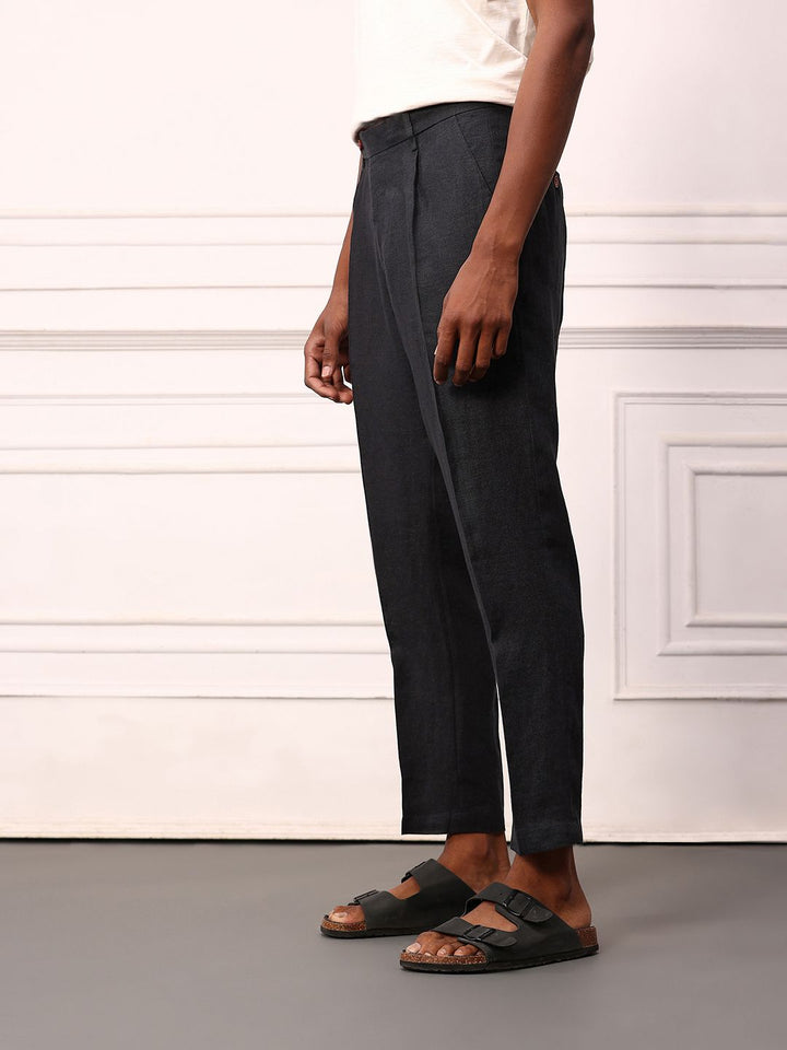Mr Bowerbird Pure Linen Pleated Liberal fit Trousers With a Notepad