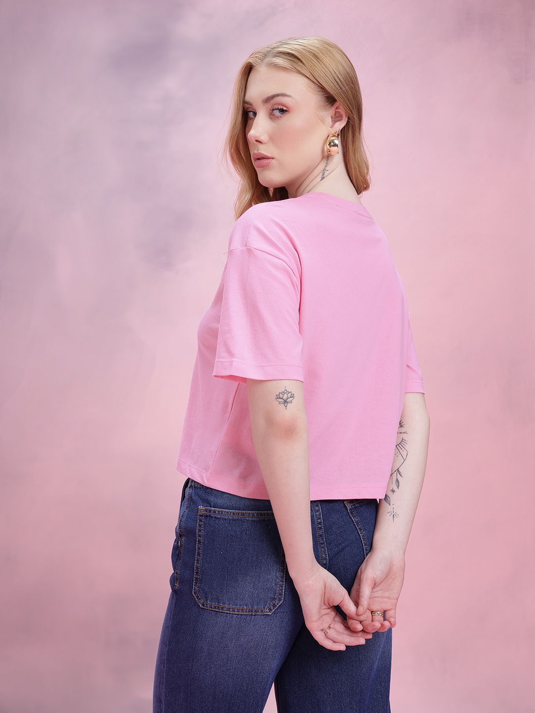 DressBerry Drop-Shoulder Sleeves Relaxed T-shirt