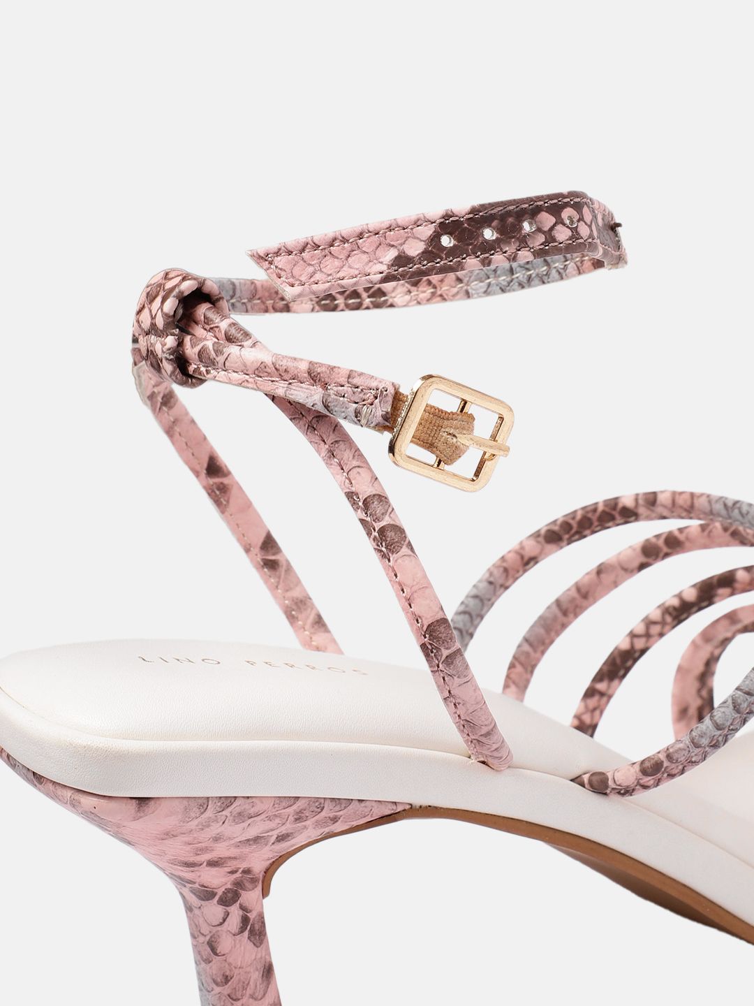 Lino Perros Snakeskin Print Strappy Slim Heels