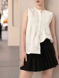 DressBerry Boss Bae Glam Sleeveless Pleated Detail Shirt